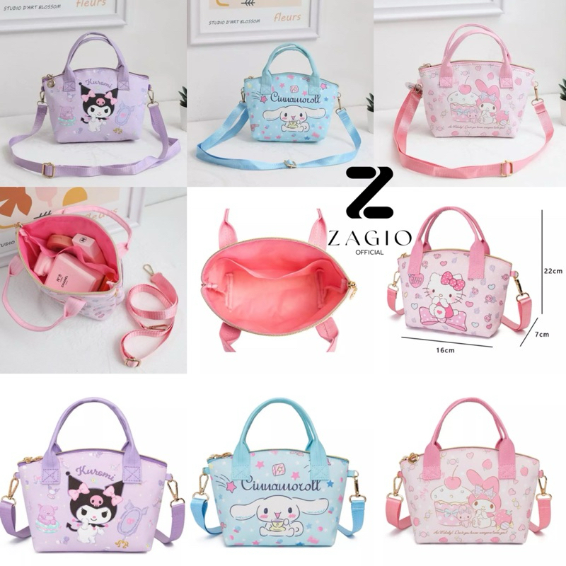 Tas Selempang Anak Perempuan Import Sanrio Tas Tenteng Mini Karakter Kuromi Cinnamoroll Melody Tas J