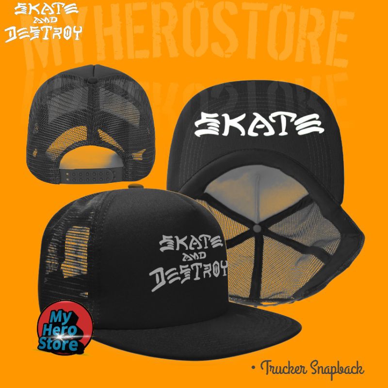 (Snapback Trucker Caps) Topi Jaring Snapback "Skate And Destroyer" Banyak Pilihan Warna ll Unisex ll