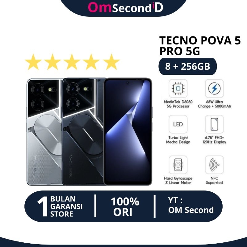 TECNO POVA 5 PRO 5G 8/256 SECOND FULLSET