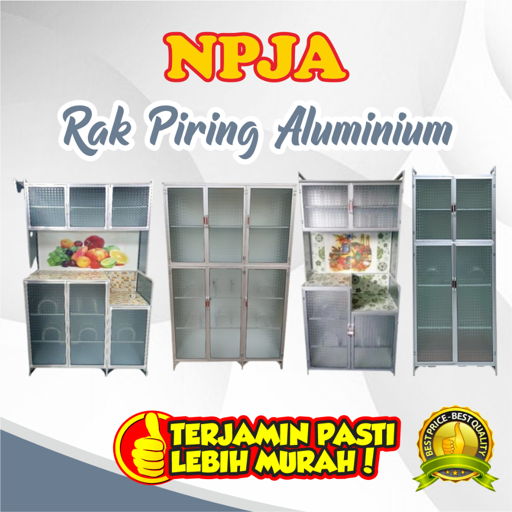 RAK PIRING ALUMINIUM/ RAK DAPUR/ LEMARI PIRING KACA - NPJA