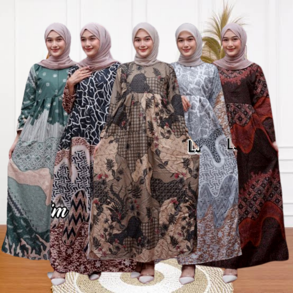 MS GAMIS BATIK MODERN SRIWEDARI MAXI BUMIL/BUSUI KATUN SOGAN ALLSIZE & JUMBO MOTIF SEKARJAGAD