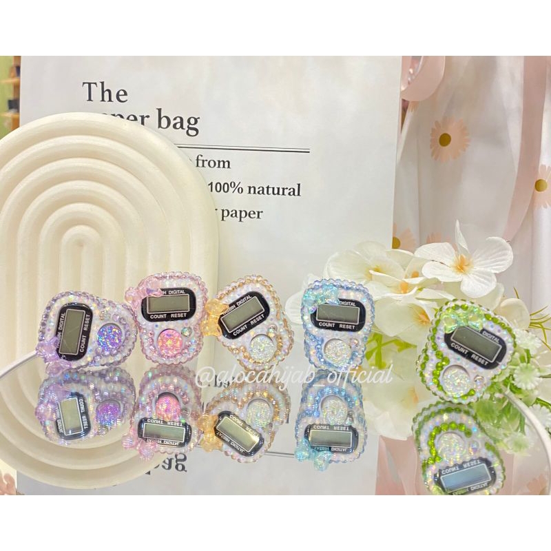 Tasbih digital ribbon glow lucu tasbih digital cantik tasbih digital kristal pita tasbih digital swa