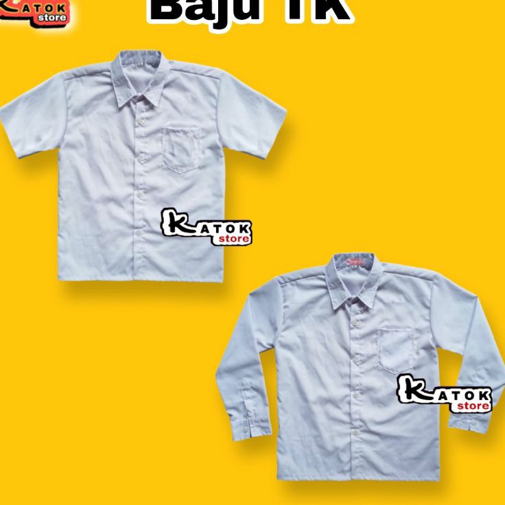 Kemeja Putih TK Polos Baju Seragam Sekolah Anak TK PAUD Panjang Pendek