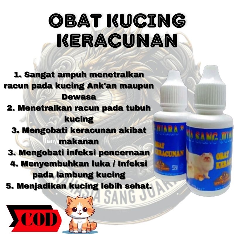 OBAT KUCING MENGATASI KERACUNAN PADA KUCING PELIHARAAN DAN MENETRALKAN RACUN PADA KUCING 30ML