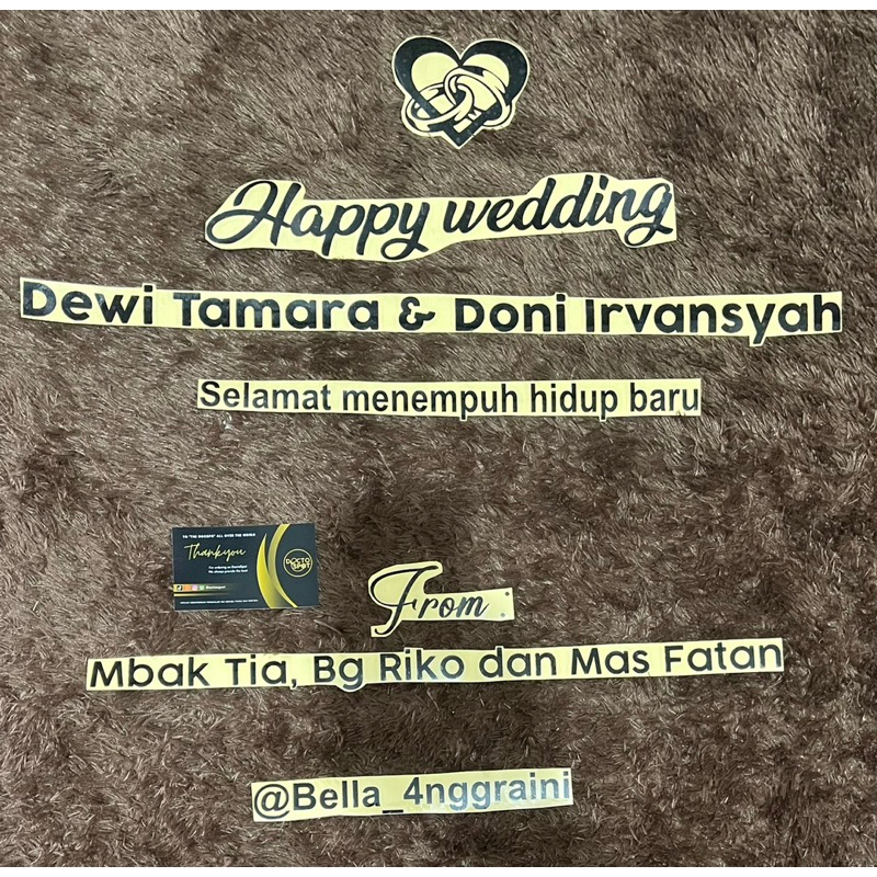 

Custom Sticker Wedding untuk di akrilik bebas pilih warna dan font harga yang tertera untuk diameter 60cm untuk custom ukuran lain chat admin