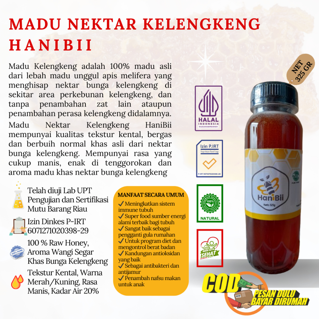 

Madu Murni Asli Nektar Kelengkeng Netto 325 G Maduku Lulus Uji Lab