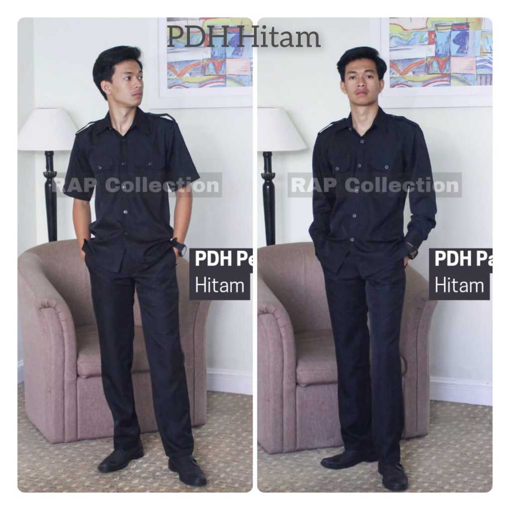 PDH Pria Hitam (Lengan Pendek & Panjang) by Azkia