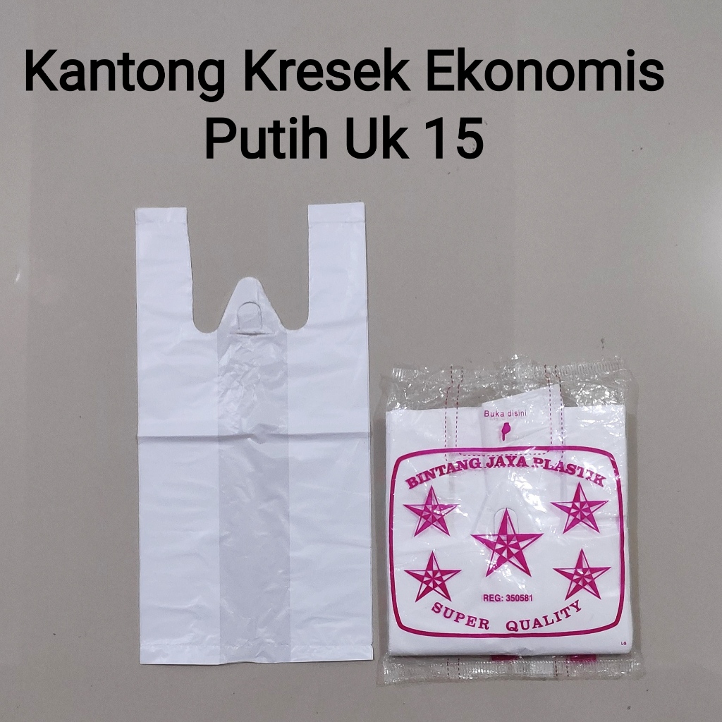 kantong plastik  kresek ekonomis putih/hitam/ bening tipis kecil uk 15