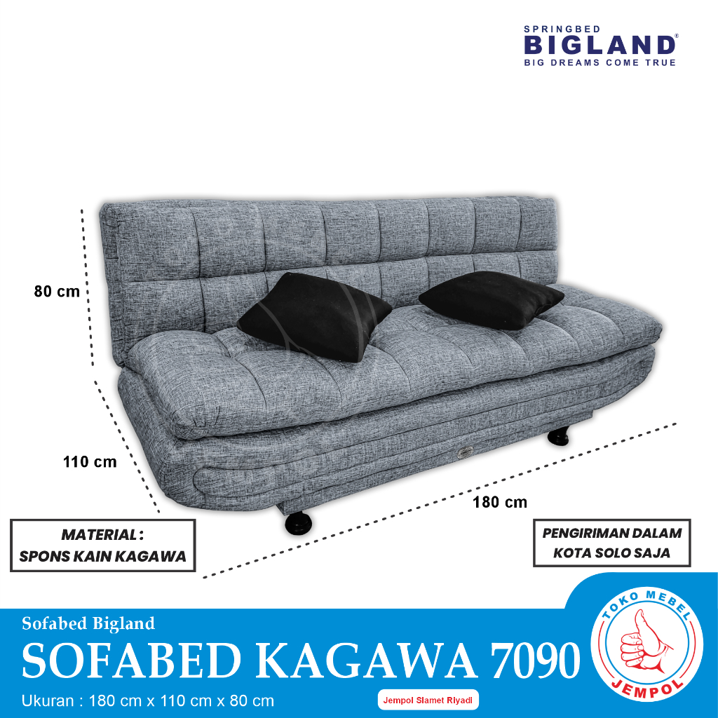 Bigland Sofa Bed Minimalis / SOFABED KAGAWA 7090 180cm / Jempol