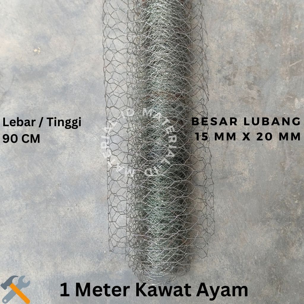 1 Meter Kawat Ayam KAWAT AYAM WIRE MESH COR / CHICKEN WIREMESH / GALVANIS HEXAGONAL Kawat Tutup Pipa