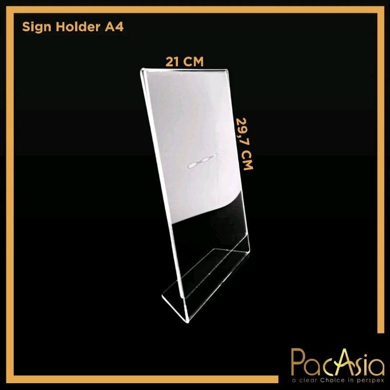 

R2GO - CUSTOM PRINT QRIS | TEMPAT BROSUR | TENT HOLDER | Acrylic Slanted Holder A4 | Tempat Brosur Ukuran A4