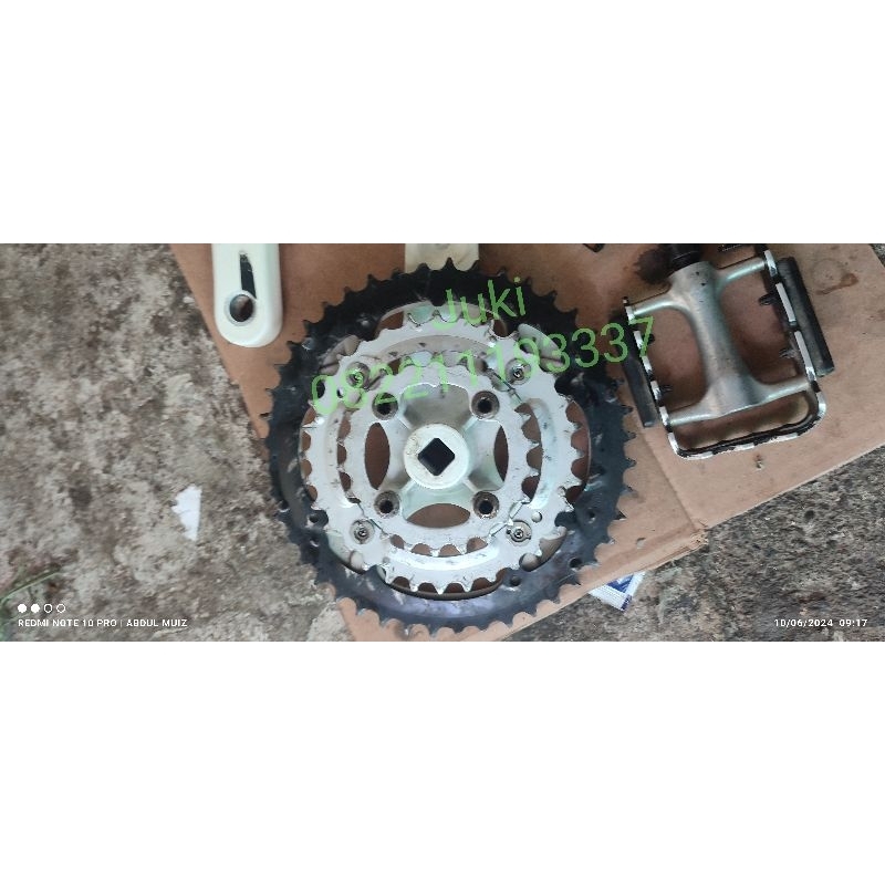 crank suntour 3 speed plus bb kotak bearing dan pedal aloy loncer pllus fork