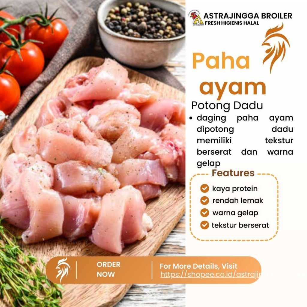 

BAH Daging ayam paha fillet potong dadu/slice 1kg astrajingga broiler
