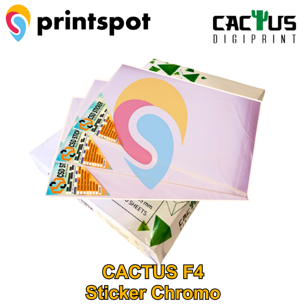 

Cactus Kromo Sticker Kertas Glossy Chromo Cast Coated Digital Print Laser Toner F4/ Folio - 20 Lembar