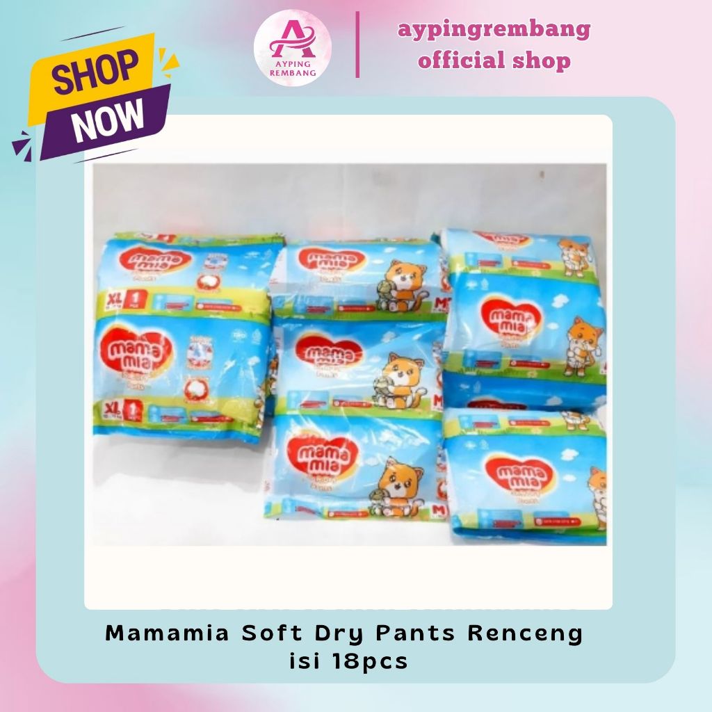 Mamamia Soft Dry Pants Renceng  isi 18pcs. ukuran S M L. Murah