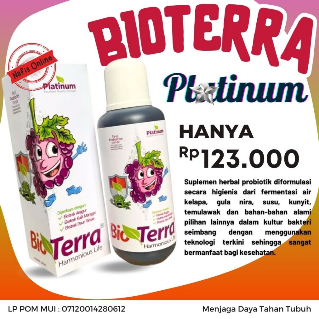 Bioterra Platinum / Bio Terra Platinum / Biotera Platinum / Asli Original Sari Buah Probiotik