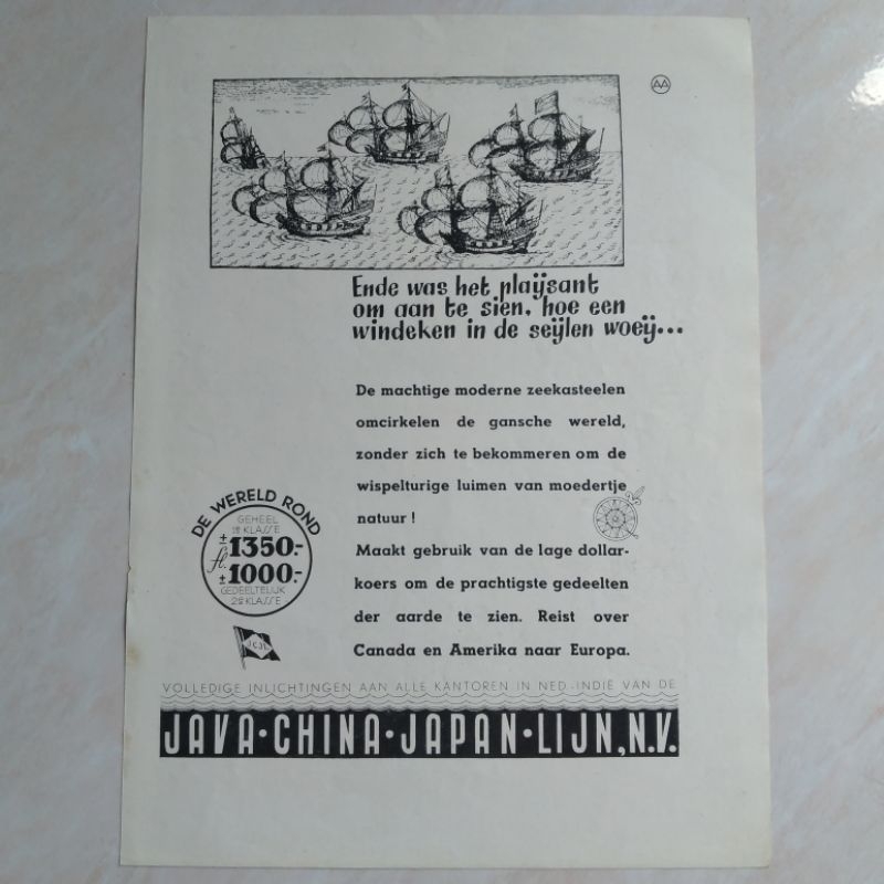 Kertas Iklan Kuno Jadul JVJL N.V. 1930-1940 Majalah Nederland Indie - YN1606