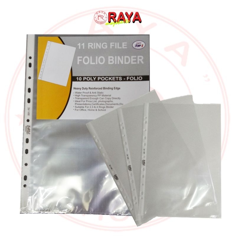 

11 Ring File Pop1 Folio Binder Poly Pockets