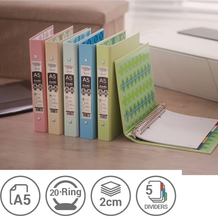 

Bantex Binder A5 20 Ring Warna Pastel