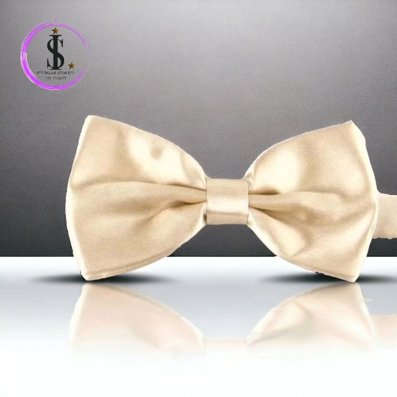 Dasi Pria Kupu Kupu Satin Polos Premium Polyester Cream