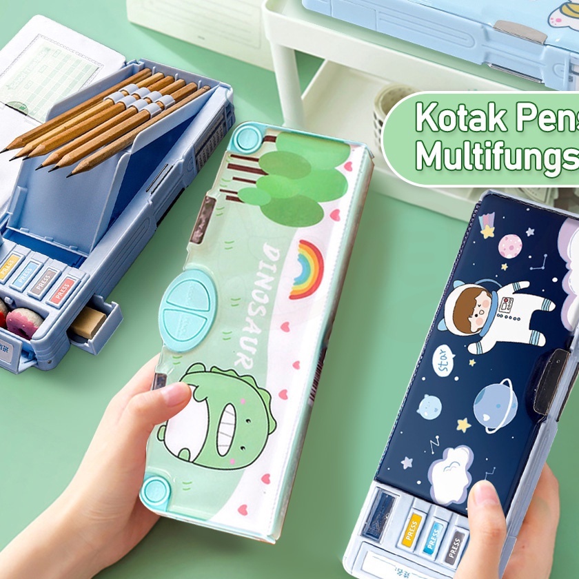 

KF7 Poney Kotak pensil anak multifungsi Tempat pensil anak lengkap peruncing gunting isolasi penghapus