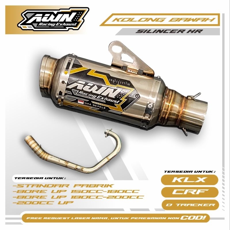 Knalpot AWN klx - CRF - D tracker standar dan bor up 150cc 180cc 200cc dan up 200cc tipe kolong bawa