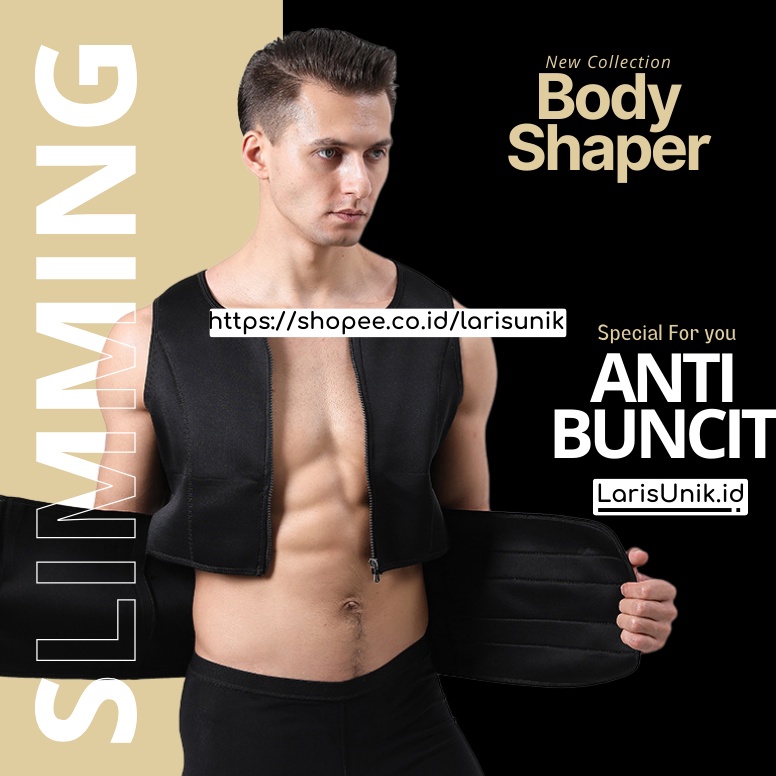 KODE P87A Korset Pelangsing Pembakar Lemak Pengecil Perut Buncit Velcro Pria Premium Pembentuk Badan