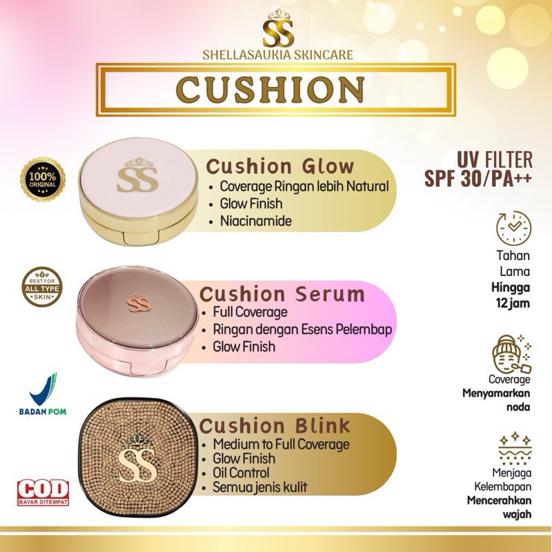 READY STOCK CUSHION GLOW SHELLASAUKIA /SS SKIN