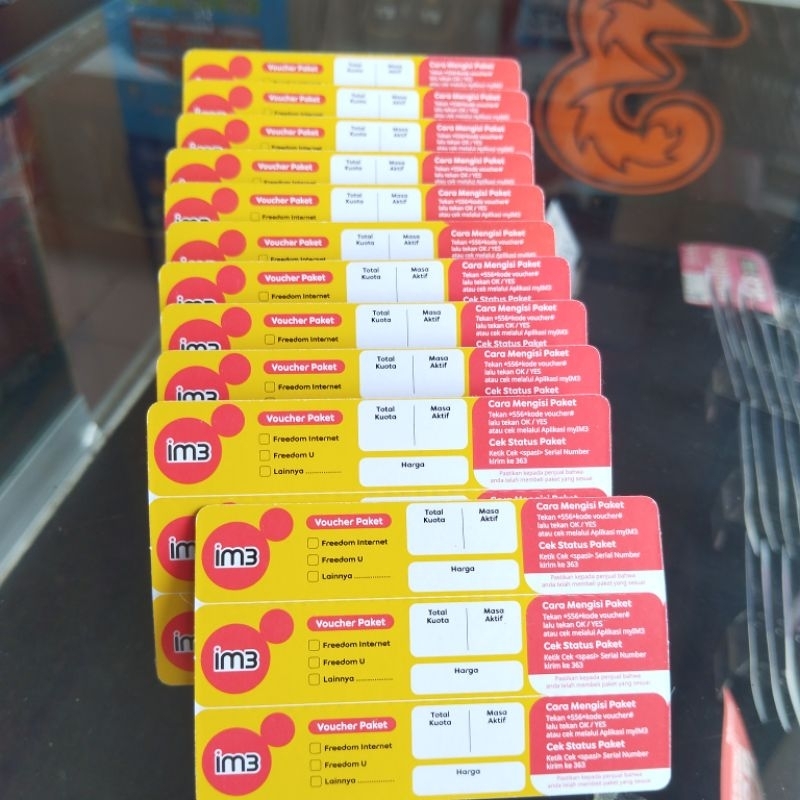 Voucher Indosat kosongan / bahan inject kuota 3 in 1