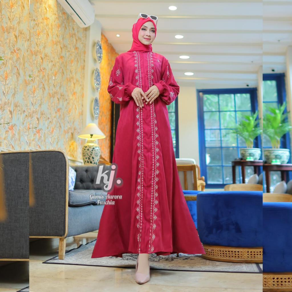 Gamis aurora Bordir Premium Jumbo baby codoray Gamis Wanita Terbaru Lebaran 2024 Baju Gamis Bordir