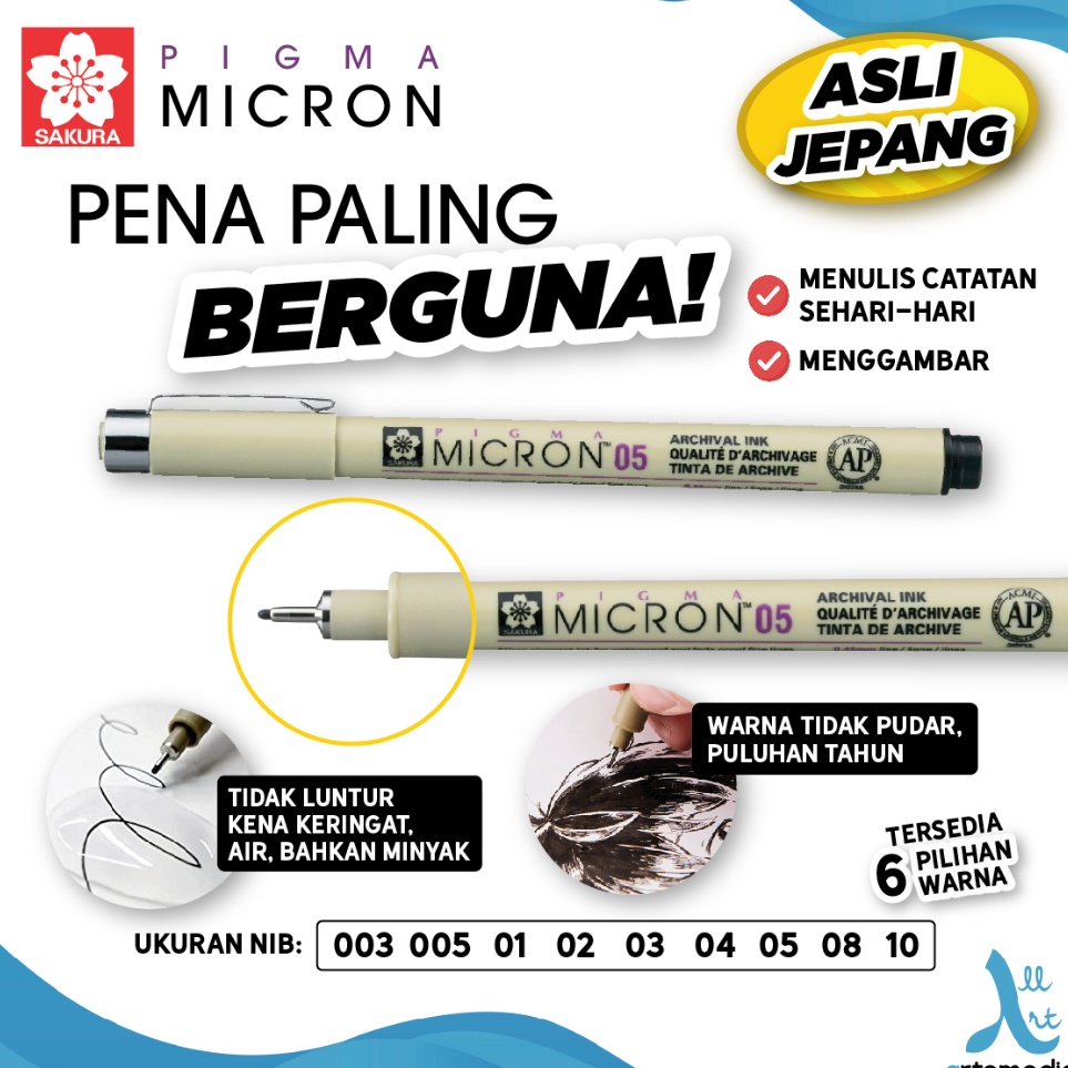 

Sakura Pigma Micron Drawing Pen 3 atau 5 Pigment Ink