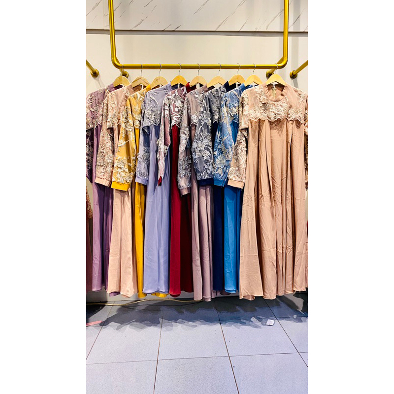 RAMADANIA JENAR TILE 2.6 DRESS ONLY  - BAJU KONDANGAN WISUDA LAMARAN BRIDESMAID -DRESS BROKAT TILE A