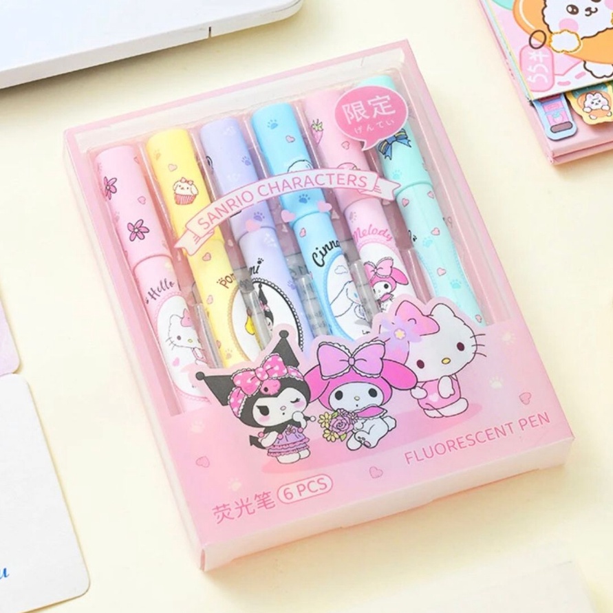 

KI3 STABILO Highlighter 6in1 Karakter Sanrio Spidol Warna Warni Jurnal Diary Murah