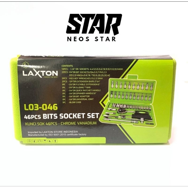 LAXTON KUNCI SOK SHOCK SET MOTOR SOCKET 46 PCS L03-046