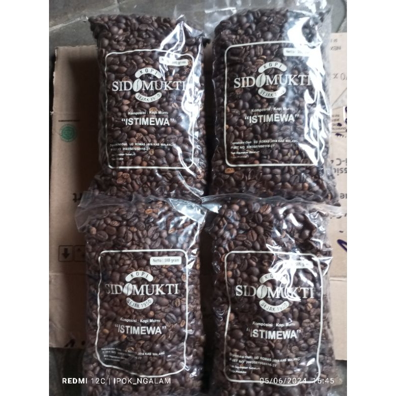 

100% Kopi robusta Sidomukti Istimewa Roasting Bean 5000g (1 sak 1000g ×5 )