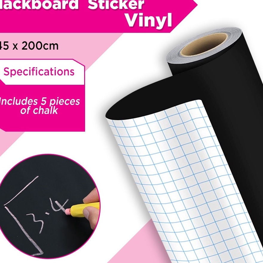 

Gila 452 cm Blackboard and Whiteboard Stickers Removable Hitam Putih Stiker Papan Tulis Black Board Vinyl Draw Erasable