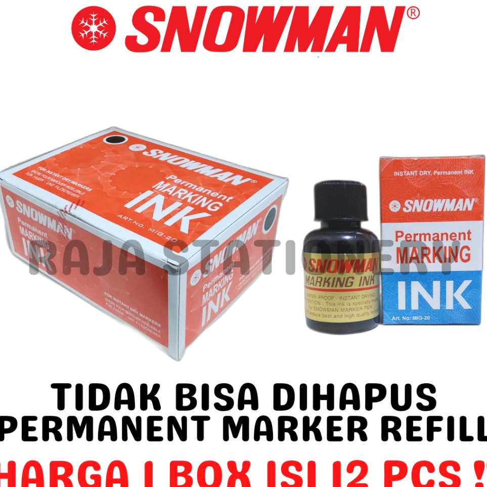 

SNOWMAN PERMANENT MARKER REFILL BLACK BLUE RED TINTA ISI ULANG REFILL SPIDOL SNOWMAN HITAM BIRU MERAH 12PCS