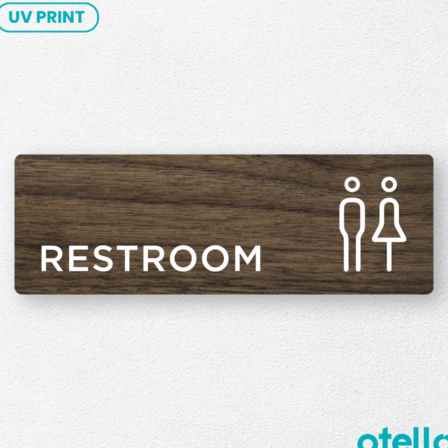 

HJ6 Otello Restroom Sign Board Kayu Print UV Papan Signage Tempel Toilet Wooden Sticker Dinding Nama Ruangan