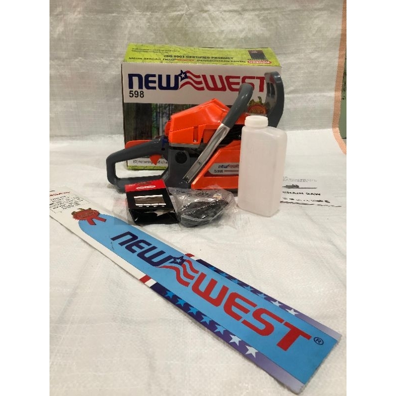 "TERMURAH" CHAINSAW/SENSO NEW WEST 598 BAR 22INCH ORIGINAL/GERGAJI MESIN PEMOTONG KAYU NEW WEST FULL