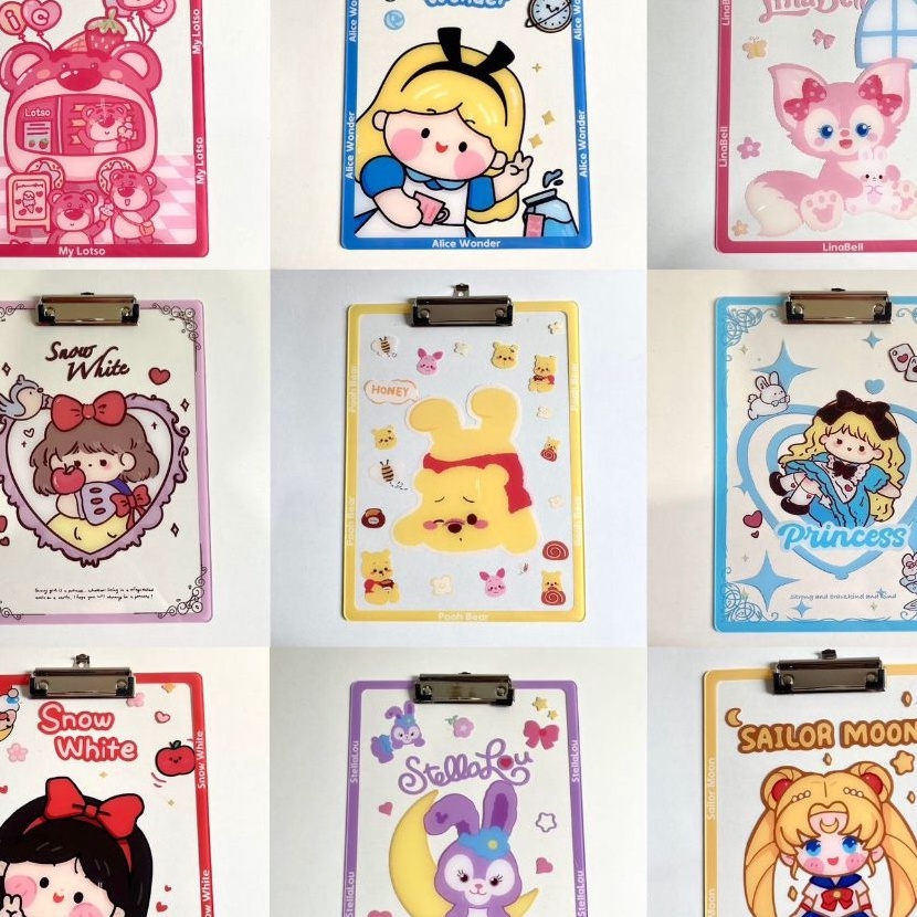 

FG2 Papan klip Ujian Karakter Sanrio Disney Pooh Lotso Buzz Sailormoon Alice Lucu Unik Hadiah Gift