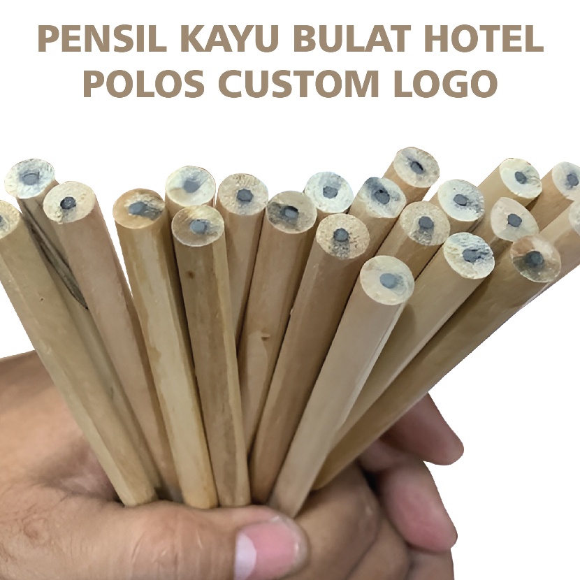 

KI3 Pensil Hotel Kayu Bulat Polos Custom Logo isi 1 pcs