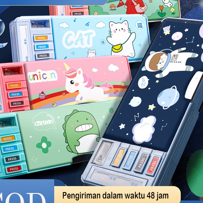 

KI3 Tempat Pensil Multifungsi Motif Untuk Anak Kotak Pensil Pola Kartun Lapisan Ganda dan Tunggal dengan Rautan Kapasitas