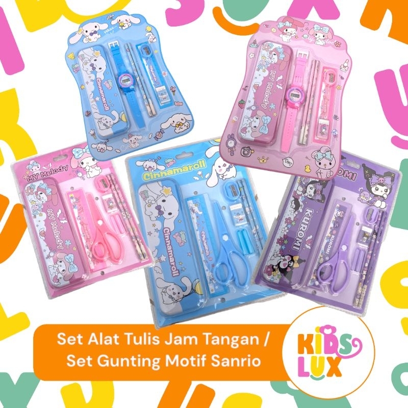 

Ay00! Set Alat Tulis Anak motif sanrio Set Jam Tangan / Set Gunting Kuromi, Cinnamoroll, My Melody