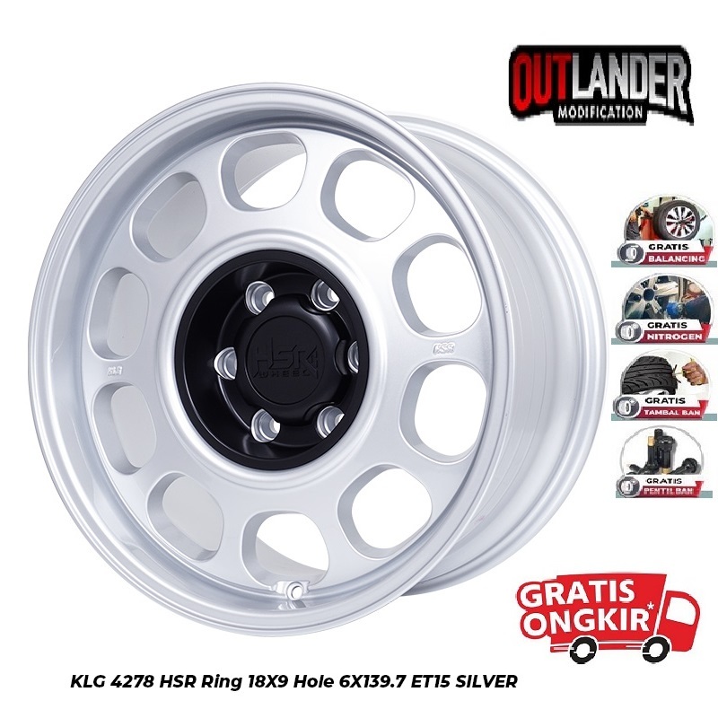 Velg Racing Ring 18 Offroad Pajero Strada Triton Isuzu Mux Hsr Klg R18 Pcd 6x139,7 Silver