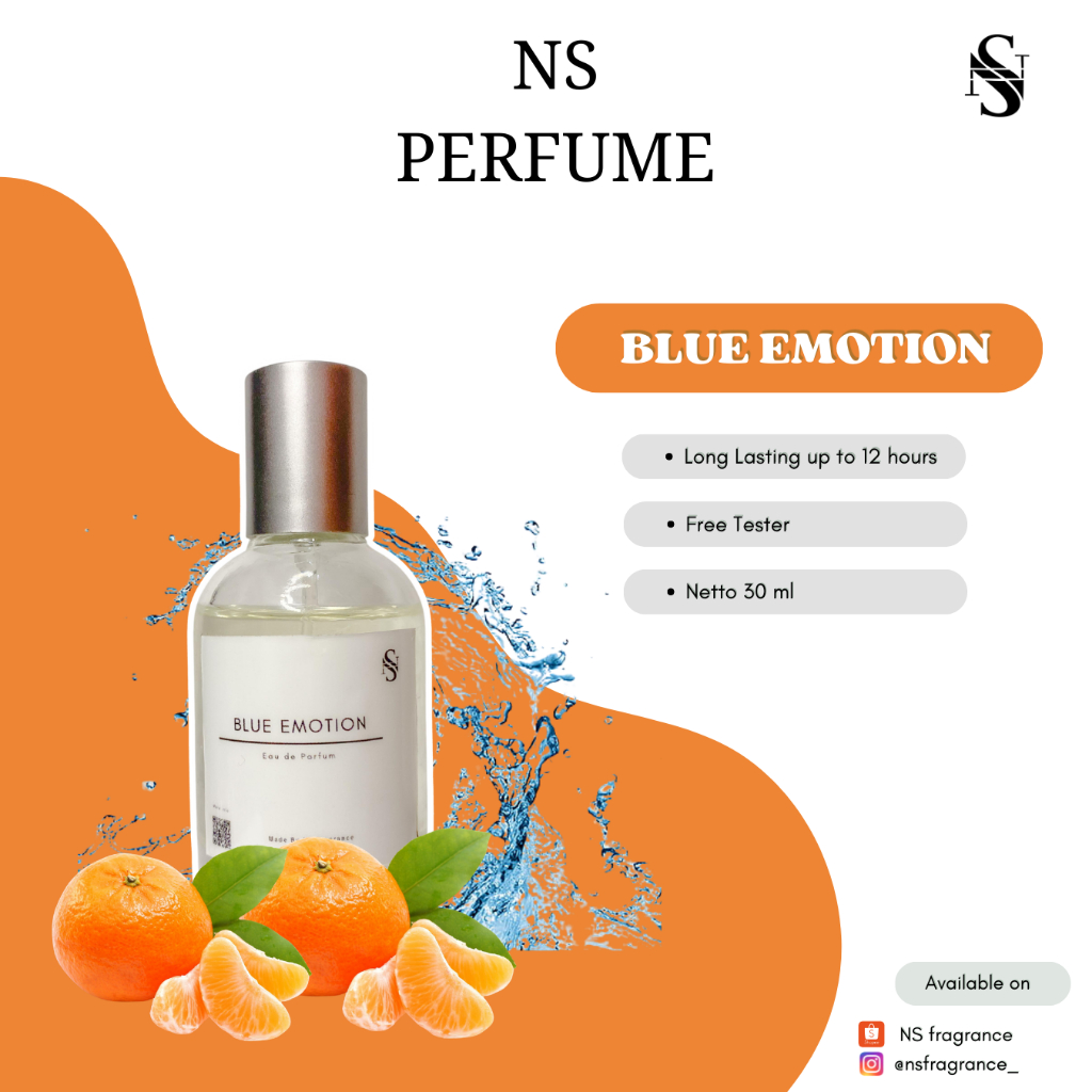NS Perfume - [BARU] Parfum 30ml BLUE EMOTION Wangi Soft Segar Tahan Lama Unisex (Free Tester)