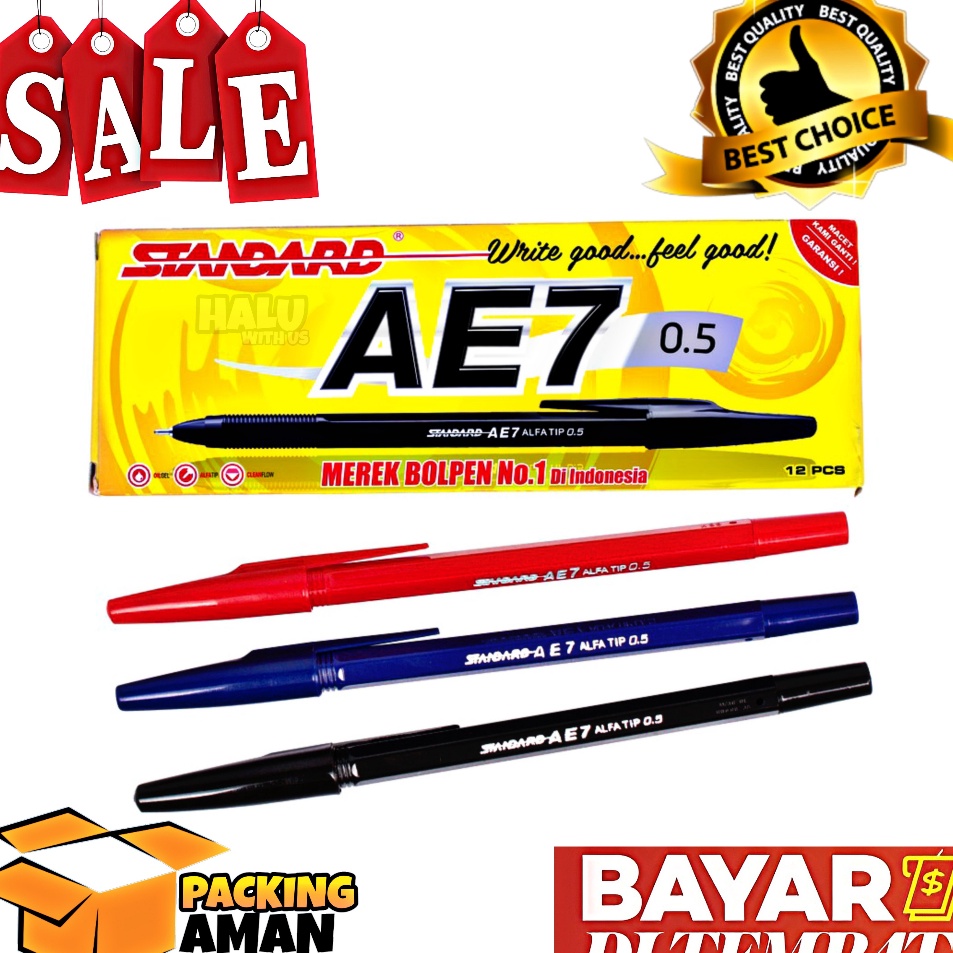 

Bestseller BISA COD PROMO 12 Pcs Standard Pen Pulpen Pena Bolpen AE7 Alfatip