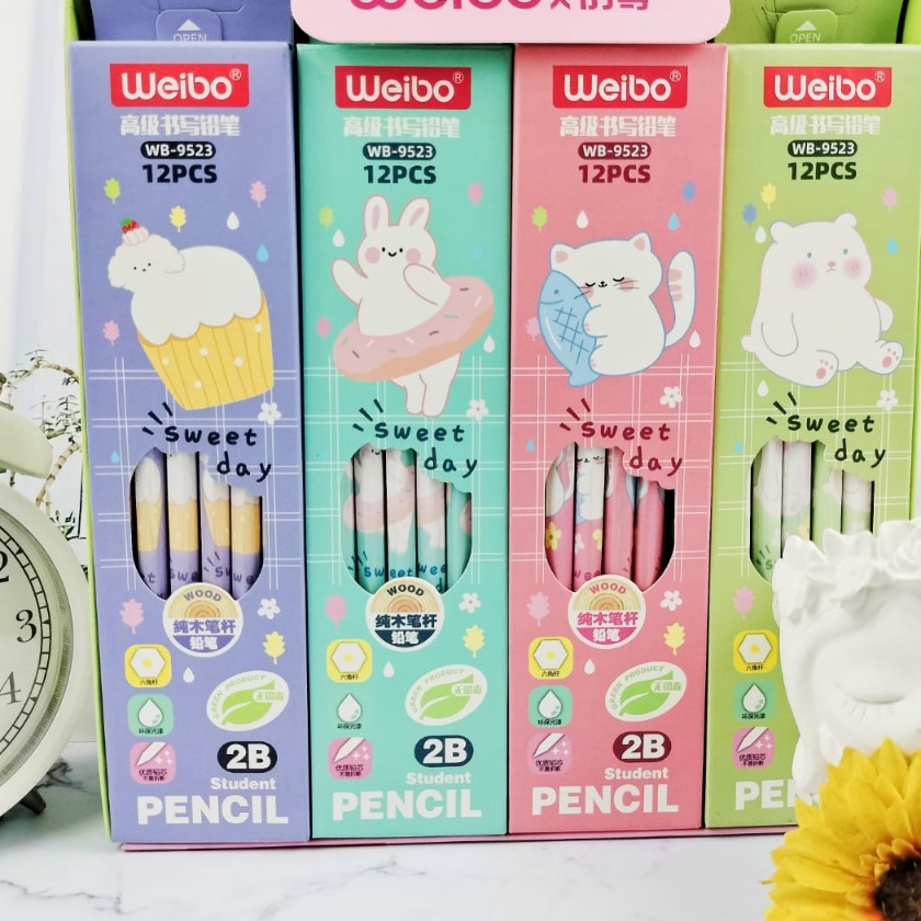 

Ekstra Pensil 2B kartun 1 Pack isi 12 PCS 1 Lusin Pensil 2B model Lucu Cute ready 4 Warna Pensil Batang ada penghapus di ujung nya alat tulis Sekolah Terlaris Favorit Anak Best Quality bisa COD