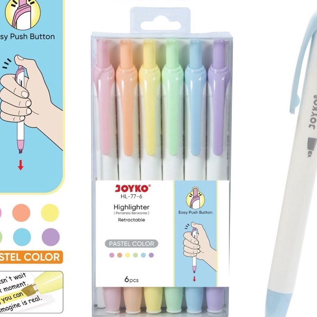 

KF7 PERSET Penanda Berwarna Highlighter Joyko HL776 Warna Pastel Color