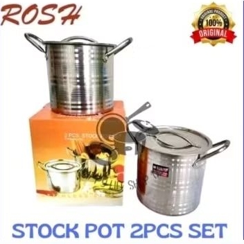ROSH SET OF 2 / Panci Set Stockpot Rosh Stainless Steel isi 2pcs