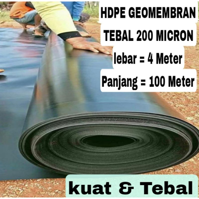 1 Rol Geomembran Hdpe ukuran 4x100 meter tebal 200 micron